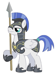 Size: 2225x2956 | Tagged: safe, artist:masterrottweiler, species:pegasus, species:pony, episode:hearth's warming eve, g4, my little pony: friendship is magic, armor, guard, helmet, male, pegasus tribe, simple background, solo, spear, stallion, transparent background, weapon