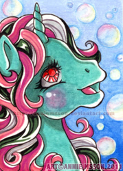 Size: 370x517 | Tagged: safe, artist:anniemsson, character:fizzy, species:pony, species:twinkle eyed pony, species:unicorn, g1, cute, female, fizzybetes, solo, traditional art