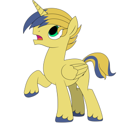 Size: 2000x2000 | Tagged: safe, artist:arediejie, oc, oc:radiantarpeggio, species:alicorn, species:pony, alicorn oc, blue, confused, green eyes, looking up, male, simple background, solo, transparent background, yellow