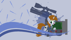 Size: 3840x2160 | Tagged: safe, artist:arediejie, oc, oc only, oc:littlepip, species:pony, species:unicorn, fallout equestria, abstract background, clothing, cutie mark, fanfic, fanfic art, female, gun, handgun, hooves, horn, lineless, little macintosh, lockpick, mare, open mouth, optical sight, pipbuck, revolver, solo, style emulation, vault suit, vector, wallpaper, weapon