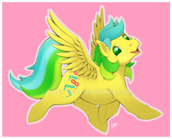 Size: 900x725 | Tagged: safe, artist:nyaasu, character:masquerade (g1), species:pegasus, species:pony, species:twinkle eyed pony, g1, female, flying, simple background, solo