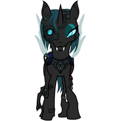Size: 1200x1200 | Tagged: safe, artist:thequeen, oc, oc only, oc:simula, species:changeling, 2019 community collab, derpibooru community collaboration, borg, changeling oc, looking at you, simple background, solo, star trek, transparent background, vector