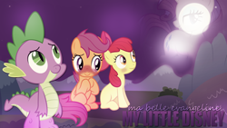 Size: 1920x1080 | Tagged: safe, artist:sweetleafx, character:apple bloom, character:scootaloo, character:spike, ship:scootabloom, disney, female, lesbian, ma belle evangeline, male, shipping, the princess and the frog