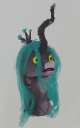Size: 668x1070 | Tagged: safe, artist:aterhut, character:queen chrysalis, species:changeling, species:pony, bust, female, head, kill me, nani, simple background, solo, wtf
