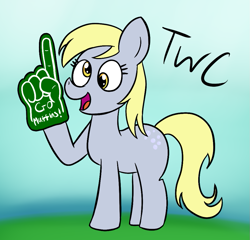 Size: 975x935 | Tagged: safe, artist:tellywebcartoons, character:derpy hooves, species:pegasus, species:pony, 30 minute art challenge, foam finger