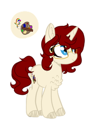 Size: 1024x1301 | Tagged: safe, artist:seaswirlsyt, oc, oc only, oc:kim, species:pony, species:unicorn, cheek fluff, chest fluff, ear fluff, female, fluffy, glasses, looking up, mare, red mane, red tail, simple background, smiling, solo, standing, transparent background