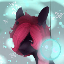 Size: 1024x1024 | Tagged: safe, artist:velirenrey, oc, oc only, species:pony, species:unicorn, bust, female, lidded eyes, mare, portrait, red and black oc, solo