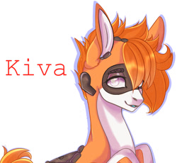 Size: 1024x943 | Tagged: safe, artist:velirenrey, oc, oc only, oc:kiva, species:pony, bust, female, lidded eyes, mare, portrait, robot, robot pony, simple background, solo, white background
