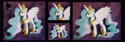 Size: 8374x2852 | Tagged: safe, artist:wollyshop, character:princess celestia, species:alicorn, species:pony, absurd resolution, crown, embroidery, epic, female, irl, jewelry, mare, photo, plushie, regalia, solo, sparkling mane