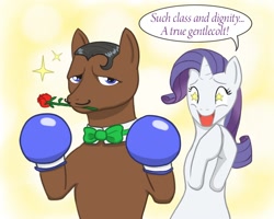 Size: 1000x800 | Tagged: safe, artist:rautakoura, character:rarity, boxing gloves, crossover, dudley, ponified, rose, street fighter