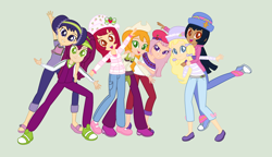 Size: 2330x1342 | Tagged: safe, artist:noreencreatesstuff, artist:toybonnie54320, base used, species:human, my little pony:equestria girls, angel cake (strawberry shortcake), annie oatmeal, barely eqg related, clothing, cowboy hat, crepes suzette, crossover, equestria girls style, equestria girls-ified, ginger snap (strawberry shortcake), hat, raspberry torte, shoes, strawberry shortcake, strawberry shortcake (character)