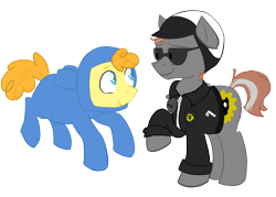 Size: 2371x1695 | Tagged: safe, artist:voraire, species:pony, benny, gay, good cop bad cop, lego, male, ponified, shipping, simple background, the lego movie, transparent background