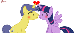 Size: 3204x1384 | Tagged: safe, artist:xxkawailloverchanxx, character:comet tail, character:twilight sparkle, character:twilight sparkle (alicorn), species:alicorn, species:pony, ship:cometlight, female, heart, male, shipping, straight