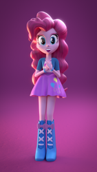 Size: 1080x1920 | Tagged: safe, artist:creatorofpony, artist:rjrgmc28, character:pinkie pie, my little pony:equestria girls, 3d, blender, boots, bracelet, clothing, female, high heel boots, jewelry, shoes, skirt, solo