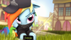 Size: 3840x2159 | Tagged: safe, artist:selestlight, character:rainbow dash, species:pony, 3d, baseball cap, cap, clothing, crossover, female, hat, ponyville, solo, source filmmaker, watch dogs
