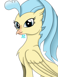 Size: 1080x1440 | Tagged: safe, artist:rockleerocks77, character:princess skystar, species:hippogriff, g4, my little pony: the movie (2017), female, folded wings, freckles, looking at you, missing accessory, wings