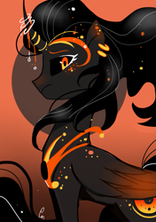 Size: 1039x1476 | Tagged: safe, artist:pinweena30, oc, oc only, species:alicorn, species:pony, alicorn oc, angry, black, black hole, black hole pony, dark, eyeshadow, female, looking at you, makeup, messier 87, monster pony, ponified, solo