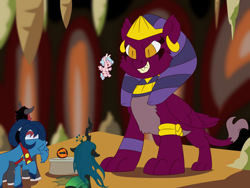 Size: 1280x960 | Tagged: safe, artist:jennithedragon, character:cozy glow, character:grogar, character:lord tirek, character:queen chrysalis, character:sphinx, species:sphinx, episode:daring done, episode:the beginning of the end, g4, my little pony: friendship is magic, crystal ball, grogar's orb