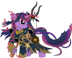Size: 5400x4333 | Tagged: safe, artist:ahrimatt, character:twilight sparkle, species:pony, absurd resolution, ahzek ahriman, armor, chaos, chaos sorcerer, chaos space marine, chaos twilight, clothing, corrupted, crossover, female, heresy, magic, mare, power armor, simple background, solo, thousand sons, transparent background, vector, warhammer (game), warhammer 40k