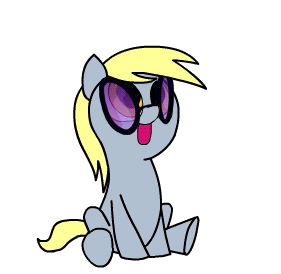 Size: 281x274 | Tagged: safe, artist:justdayside, edit, character:derpy hooves, character:dj pon-3, character:vinyl scratch, species:pegasus, species:pony, animated, cute, female, glare, glasses, hnnng, looking up, mare, open mouth, scrunchy face, sitting, smiling, underp