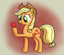 Size: 1024x888 | Tagged: safe, artist:tech--pony, character:applejack, species:earth pony, species:pony, apple, applejack's hat, chewing, clothing, cowboy hat, eating, female, food, hat, herbivore, holding, hoof hold, jackabetes, mare, solo