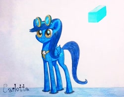 Size: 1148x895 | Tagged: safe, artist:dialysis2day, oc, oc:carlota, species:pegasus, species:pony, female, goggles, mare, solo, traditional art