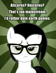 Size: 2550x3300 | Tagged: safe, artist:marelynmayhem, species:earth pony, species:pony, hipster, marelyn manson, marilyn manson, ponified, text, unhappy, white
