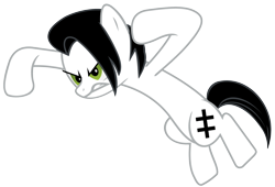 Size: 2392x1629 | Tagged: safe, artist:marelynmayhem, species:earth pony, species:pony, cross of lorraine, fierce, jumping, marelyn manson, marilyn manson, ponified, simple background, solo, transparent background, white