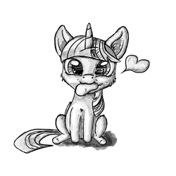 Size: 1365x1365 | Tagged: safe, artist:vvolllovv, character:twilight sparkle, character:twilight sparkle (alicorn), species:alicorn, species:pony, black and white, female, food, grayscale, looking at you, monochrome, pear, simple background, sitting, sketch, solo, white background