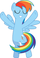 Size: 3721x5352 | Tagged: safe, artist:skie-vinyl, character:rainbow dash, species:pegasus, species:pony, episode:castle sweet castle, g4, my little pony: friendship is magic, cute, dashabetes, eyes closed, female, flying, good trick, hooves up, simple background, smiling, solo, spinning, transparent background, vector, wings
