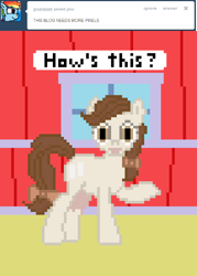 Size: 500x698 | Tagged: safe, artist:scribblez, oc, oc only, oc:creamy white, species:cow, bow, cow pony, creamy and friends, female, nudity, pixel art, solo, tumblr, udder