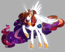 Size: 900x720 | Tagged: safe, artist:celestialess, oc, oc only, species:alicorn, species:pony, alicorn oc, bow, galaxy, galaxy mane, glowing eyes, quasar sunder, ribbon