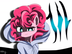 Size: 1600x1200 | Tagged: safe, artist:velcius, character:pinkie pie, species:pony, clothing, graffiti, looking at you, monspiet