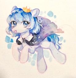 Size: 1280x1299 | Tagged: safe, artist:nitrogenowo, oc, oc only, species:pony, blue eyes, crown, jewelry, regalia, short hair, watercolor painting