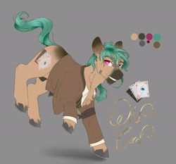Size: 1907x1777 | Tagged: safe, artist:mint-and-love, oc, oc only, oc:wild card, species:earth pony, species:pony, cowboy, fallout oc, male, nudity, reference sheet, sheath, solo, stallion