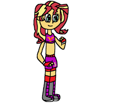 Size: 1095x936 | Tagged: safe, artist:mixopolischannel, character:sunset shimmer, my little pony:equestria girls, clothing, exeron fighters, exeron gloves, exeron outfit, midriff, sports bra