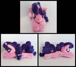 Size: 953x838 | Tagged: safe, artist:catnapcaps, character:sugar belle, species:pony, beanie (plushie), female, irl, mare, photo, plushie, prone, solo