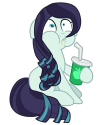 Size: 2209x2677 | Tagged: safe, artist:seaswirlsyt, base used, character:coloratura, species:pony, apple juice, cup, faec, female, juice, mare, rara, simple background, sitting, solo, transparent background