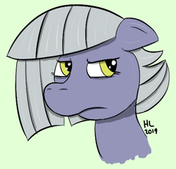 Size: 477x458 | Tagged: safe, artist:huffylime, character:limestone pie, species:earth pony, species:pony, female, floppy ears, head, looking back, solo, solo female