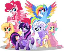 Size: 9264x7540 | Tagged: safe, artist:rosesweety, edit, character:applejack, character:fluttershy, character:pinkie pie, character:rainbow dash, character:rarity, character:twilight sparkle, species:earth pony, species:pegasus, species:pony, species:unicorn, g5 leak, applejack (g5), color edit, colored, earth pony twilight, fluttershy (g5), mane six, mane six (g5), new design, next generation, pegasus pinkie pie, pinkie pie (g5), png, race swap, rainbow dash (g5), rarity (g5), speculation, twilight sparkle (g5), unicorn fluttershy, update