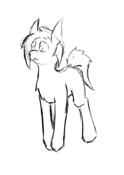 Size: 526x742 | Tagged: safe, artist:milesseventh, derpibooru original, oc, oc only, species:earth pony, species:pony, lineart, monochrome, simple background, sketch, solo, standing, white background