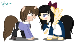 Size: 1529x871 | Tagged: safe, artist:angellight-bases, artist:xxkawailloverchanxx, base used, species:pony, aya drevis, crossover, fujioka haruhi, mad father, ms paint, ouran high school host club, paint.net, ponified