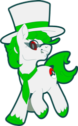 Size: 798x1280 | Tagged: safe, artist:jennithedragon, oc, oc only, oc:napalm styles, species:earth pony, species:pony, clothing, hat, necktie, simple background, solo, top hat, transparent background