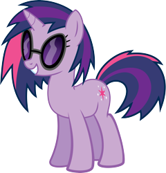 Size: 3846x4000 | Tagged: safe, artist:namelesshero2222, character:dj pon-3, character:twilight sparkle, character:vinyl scratch, species:pony, species:unicorn, alternate hairstyle, female, glasses, palette swap, recolor, simple background, solo, transparent background, vector, vinyl scratch's glasses