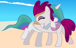 Size: 910x584 | Tagged: safe, artist:k3elliebear, character:princess celestia, character:queen novo, ship:novolestia, my little pony: the movie (2017), cute, female, lesbian, shipping, young, younger