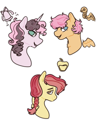 Size: 2000x2538 | Tagged: safe, artist:grateful-dead-raised, character:apple bloom, character:scootaloo, character:sweetie belle, species:earth pony, species:pegasus, species:pony, species:unicorn, alternate design, braid, cutie mark, cutie mark crusaders, floating wings, older, older apple bloom, older cmc, older scootaloo, older sweetie belle, redesign, simple background, the cmc's cutie marks, transparent background, wings