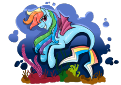 Size: 1024x724 | Tagged: safe, artist:aurasinchaser, character:rainbow dash, female, merpony, simple background, solo, species swap, transparent background