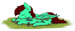 Size: 2398x988 | Tagged: safe, artist:fluka, oc, oc:zephyrhooves, species:pegasus, species:pony, artificial wings, augmented, cute, eyes closed, flower, mechanical wing, simple background, sniffing, solo, transparent background, wings