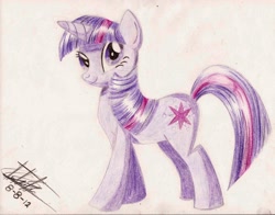 Size: 2168x1700 | Tagged: safe, artist:fizzyrox, character:twilight sparkle, character:twilight sparkle (unicorn), species:pony, species:unicorn, female, mare, signature, smiling, solo, traditional art
