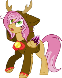 Size: 1024x1289 | Tagged: safe, artist:space-higanbana, base used, oc, oc only, species:pony, antlers, clothing, hoodie, movie accurate, simple background, solo, transparent background